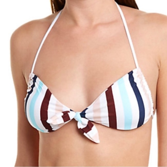 $128 NWT Shoshanna Size DD Front Tie String Bikini Triangle Top Striped Padded - Picture 1 of 9